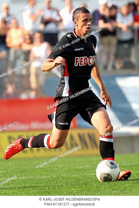 Monaco's player Jessy Pi in action during the soccer test match between FC Augsburg and AS Monaco in Memmingen, Germany, 20 July 2013