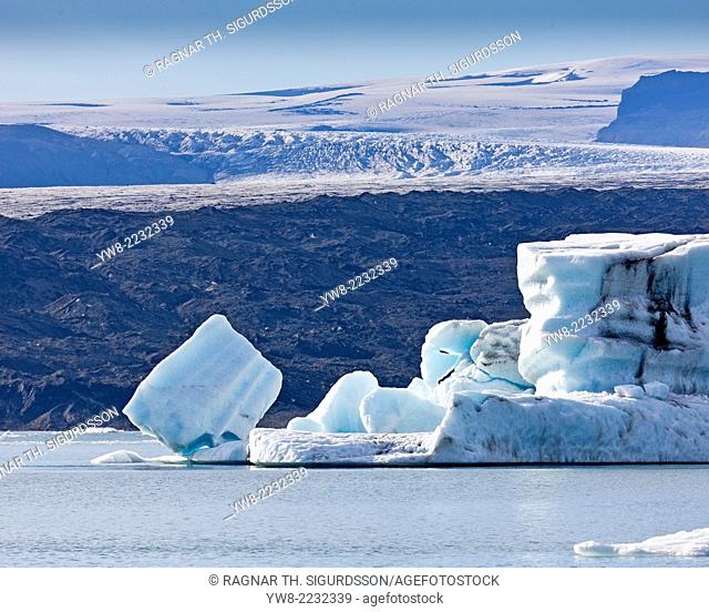 Icebergs, Jokulsarlon Glacial Lagoon, Breidarmerkurjokull Glacier, Vatnajokull Ice Cap, Iceland