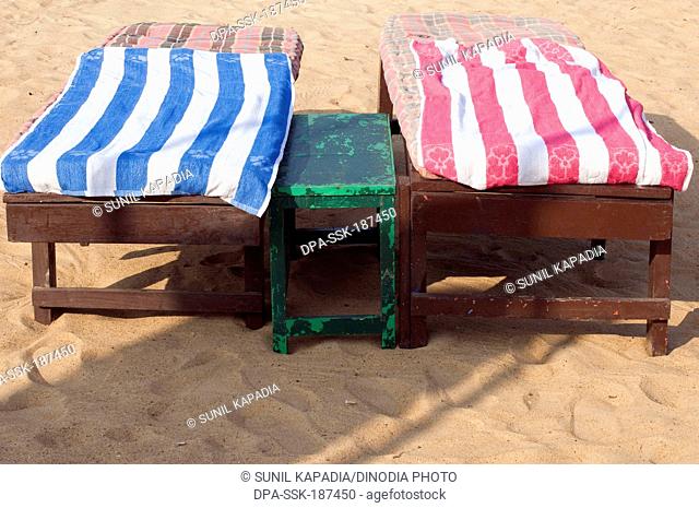 beach chairs Calangute Goa India Asia
