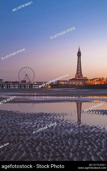 The grade 1 listed Blackpool Tower dominates the skyline in Blackpool Lancashire, and was opened in 1894