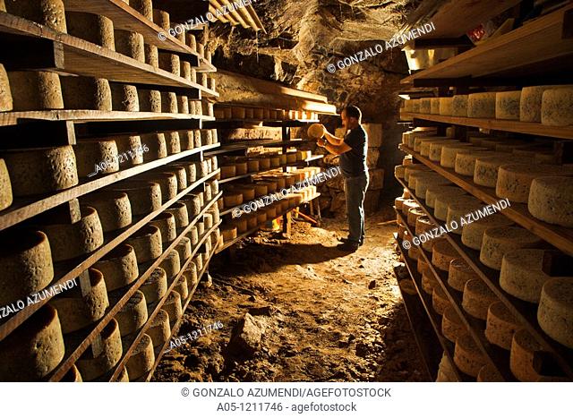 Cabrales Cheese Cave. Cheese fermentation of Bada family. Tielve. Cabrales. Picos de Europa. Oriente region. Asturias. Spain