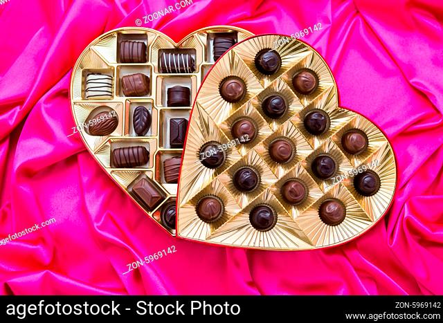 Heart shape box of gourmet chocolates