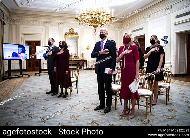 U.S. President Joe Biden, U.S. First Lady Dr. Jill Biden, U.S. Vice President Kamala Harris, and her husband Doug Emhoff