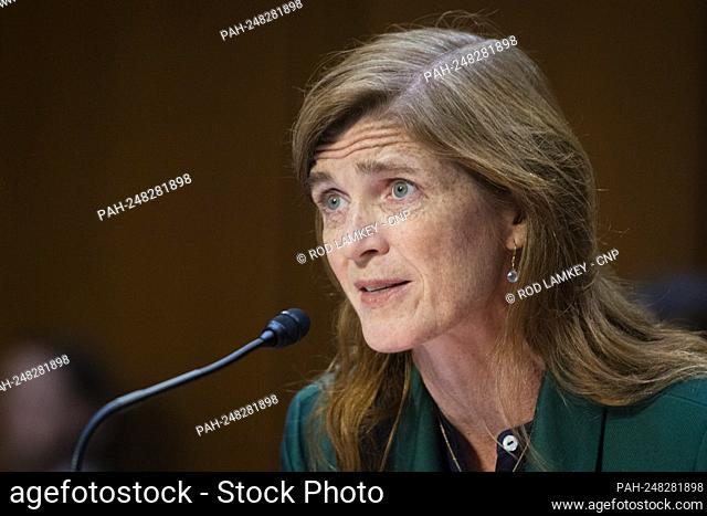 U.S. Agency for International Development Administrator Samantha Power appears before a Senate Committee on Foreign Relations hearing to examine the...
