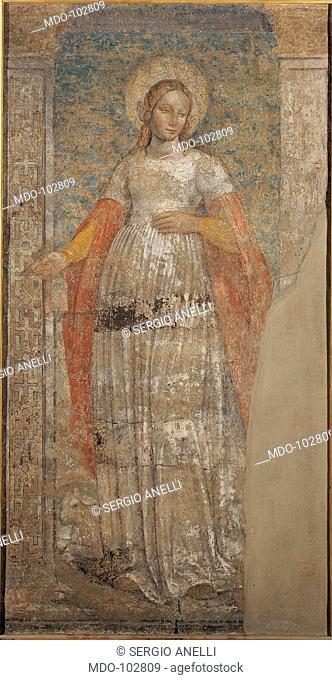 St Agnes, by Ambrogio da Fossano known as Bergognone, 1495, 15th Century, fresco transferred to canvas, . Italy, Lombardy, Milan, Brera Art Gallery