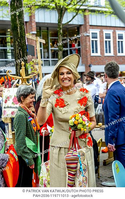 King Willem-Alexander, Queen Maxima, Princess Amalia, Princess Alexia and Princess Ariane of The Netherlands at the Kingsday celebration in Amersfoort