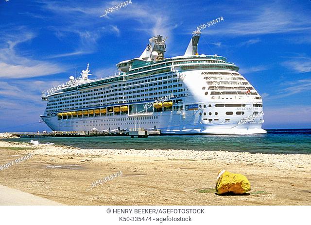 Cruise liner moored to the Mega Pier of Willemstad. Curaçao, Netherlands Antilles