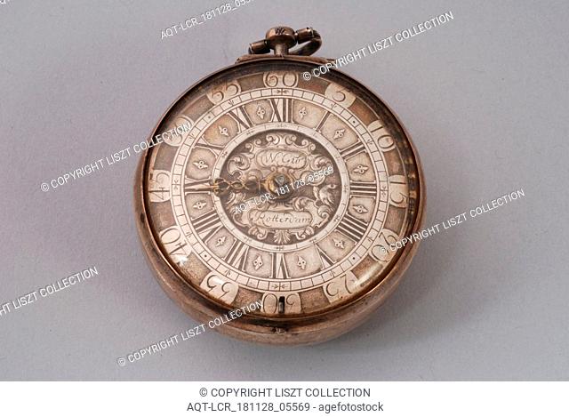 William Gib, Pocket watch with silver dial and golden hand, pocket watch watch movement measuring instrument silver steel brass glass gold, Dial
