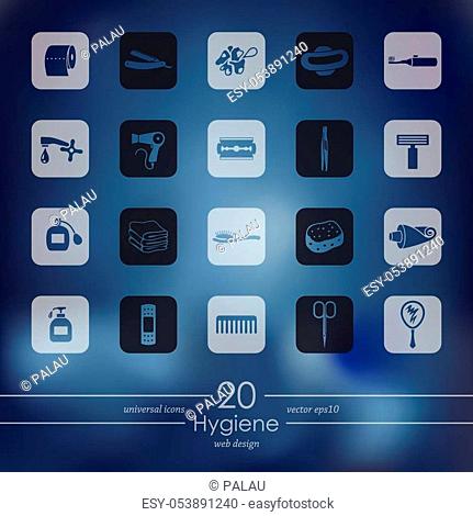 hygiene modern icons for mobile interface on blurred background