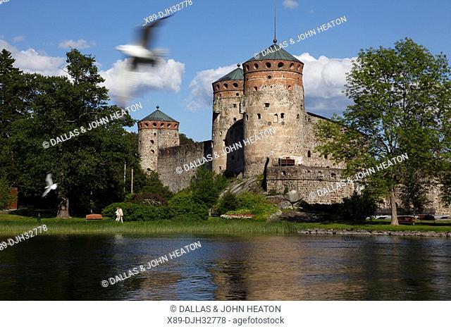 Finland, Region of Southern Savonia, Saimaa Lake District, Savonlinna, Kyronsalmi Straits, Olavinlinna Medieval Castle, St. Olaf's Castle