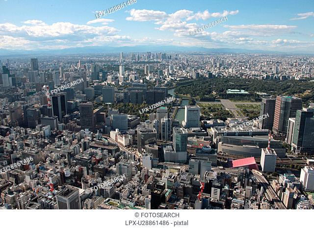 Aerial view of Ginza, Chuo ward, Tokyo Prefecture, Honshu, Japan