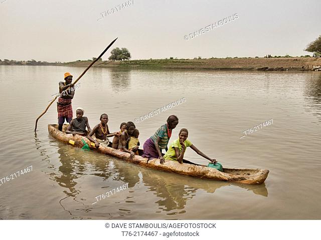 Dassanech dugout canoe on the Omo River, South Omo Valley, Ethiopia