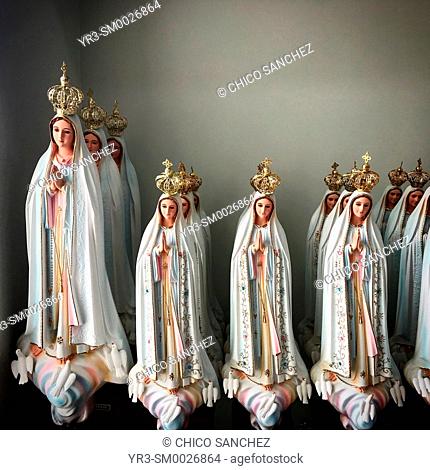 Sculptures of Our Lady of the Rosary for sale in a shop in Fatima, Portugal