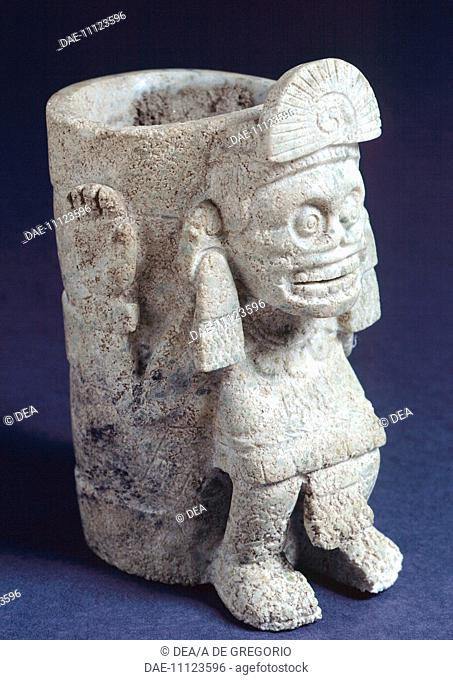 Vase depicting Mictlantecuhtli, god of death. Artifact originating from the Mayor Temple in Tenochtitlan (Mexico). Aztec Civilization, 15th Century