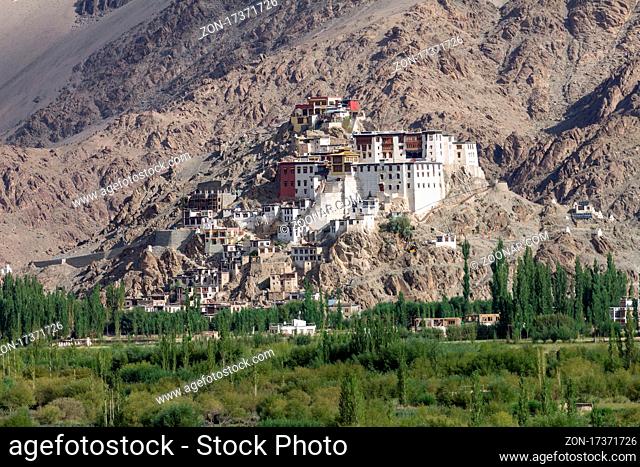Buddhist monastery in Spituk near to Leh town - the capital of Ladakh Region of Northern India. Photographed in Summer. Himalayas