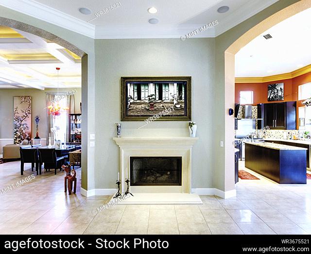Luxury Home Fireplace and Hallway