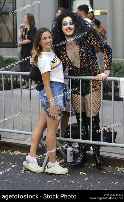 Manhattan, New York, USA, June 27, 2021 - Thousands of People Participated on the 2021 Gay Pride Parade Today in New York City