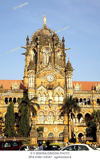 Chatrapati shivaji terminus or Victoria terminus central railway station ; Mumbai Bombay ; Maharashtra ; India