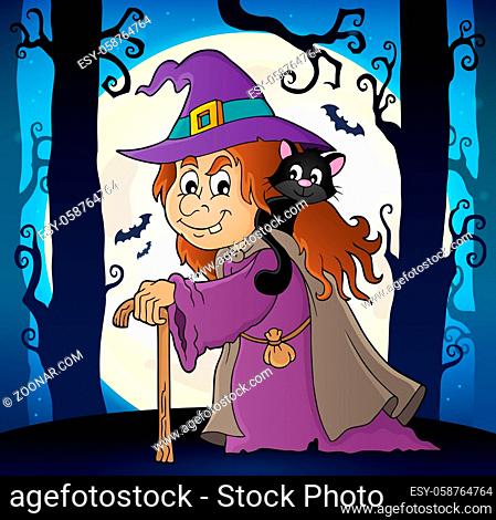 Witch with cat topic image 6 - picture illustration