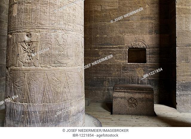 Coptic-Christian inscriptions, Isis temple on Philae Island, Aswan, Nubia, Egypt, Africa