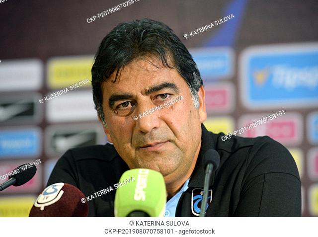 Head Coach of Trabzonspor UNAL KARAMAN speaks during the press conference prior to qualifier for football European League: Sparta vs Trabzonspor in Prague