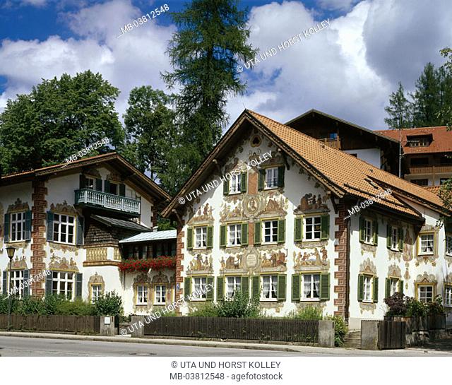 Germany, Bavaria, head bunting district,  Ettaler street, Hänsel-und Gretel house,   Upper Bavaria, development rock, bunting mountains, house