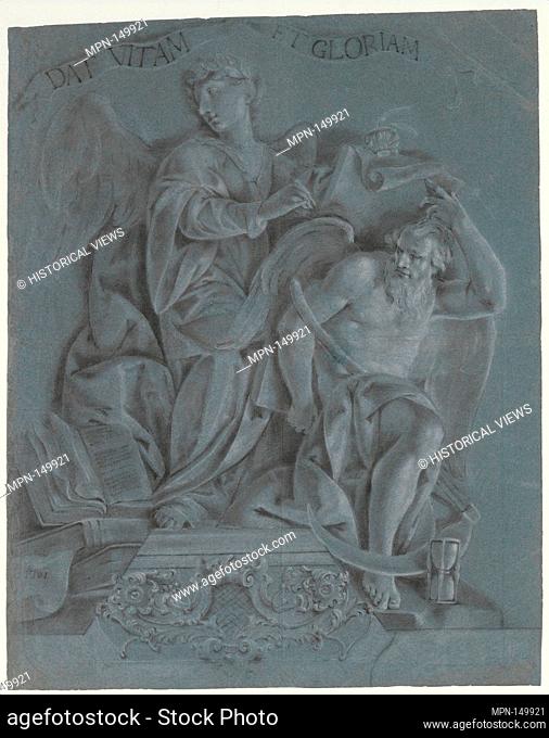 Allegory of History, with Time. Artist: Vittorio Maria Bigari (Italian, Bologna 1692-1776 Bologna); Date: 1761; Medium: Black chalk, stumped