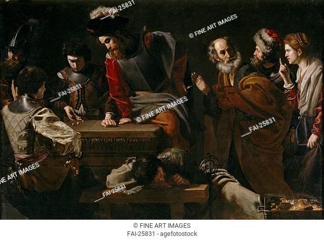 The Denial of Saint Peter. Tournier, Nicolas (1590-1639). Oil on canvas. Baroque. ca 1625. France. Museo del Prado, Madrid. 172x252. Bible. Painting