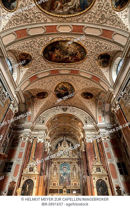 Ceiling vault and altar of the baroque Scots' Church, consecrated in 1648, Freyung, Vienna, Vienna State, Austria