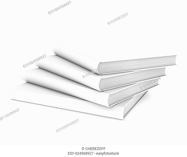Four white book. Isolated render on a white background