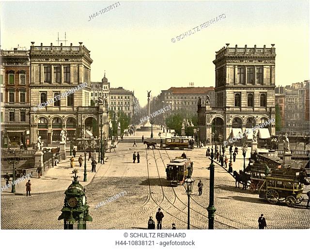 Berlin, Halle Gate, Belle Alliance Square, Germany, Europe, Photochrom, about 1900, German Empire, history, historical