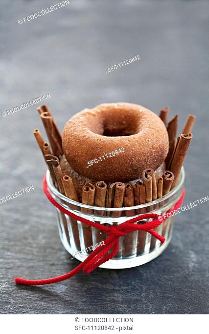 Doughnuts with cinnamon sticks