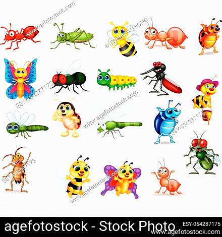 Cartoon insect collection set