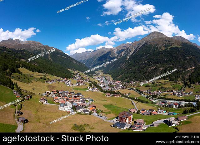 Austria, Tyrol, Solden, Drone view of town in¶ÿOtztal¶ÿvalley during summer