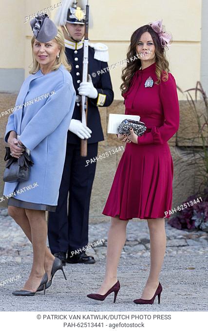 Princess Sofia and Eva O'Neill at the christening of Prince Nicolas in the Royal Chapel at Drottningholm Palace, Stockholm, 11 October 2015