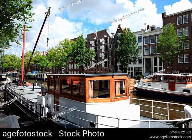 Gracht , Amsterdam, holland, niederlande, fluss, grachten, schiff, boot, gewässer, stadt, kanal, hausboot