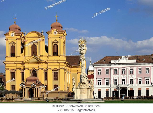 Romania, Timisoara, Piata Unirii, Roman Catholic Cathedral, Trinity Column