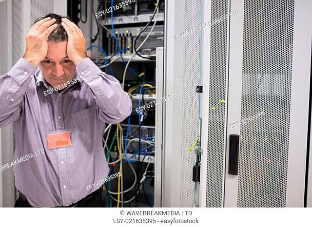 Man looking weary of data servers