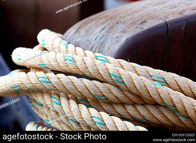 Old rope piled up on a boat
