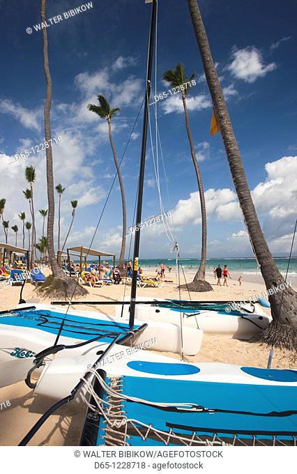 Dominican Republic, Punta Cana Region, Bavaro, Bavaro beach, sailboats