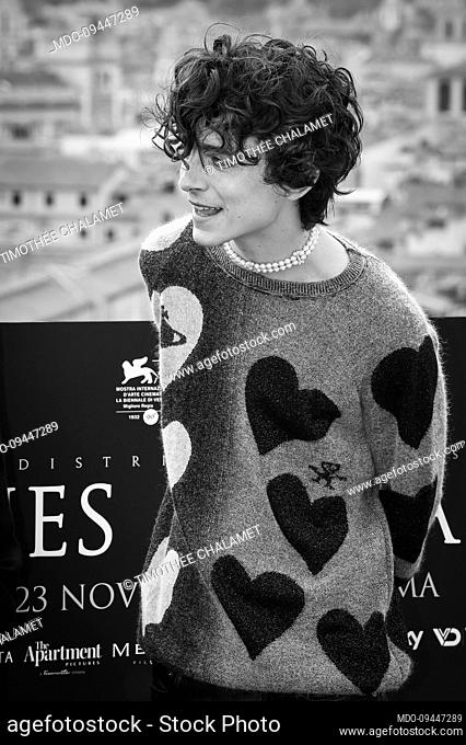 American actor Timothée Chalamet during the photocall for the presentation of the film Bones and All. Rome (Italy), November 12th, 2022