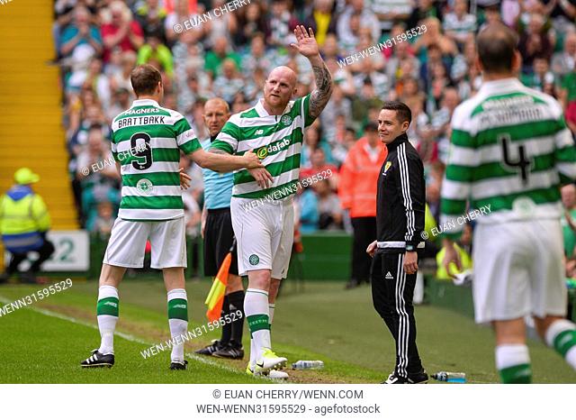Charity match held at Celtic Park between Henrik's Heros vs Lubo's Legends Featuring: John Hartson Where: Glasgow, United Kingdom When: 28 May 2017 Credit: Euan...