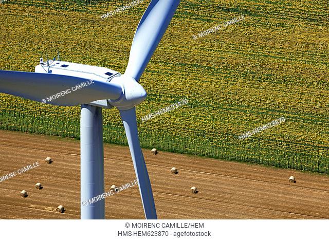 France, Drome, La Motte de Galaure, wind of the Compagnie Nationale du Rhone CNR aerial view