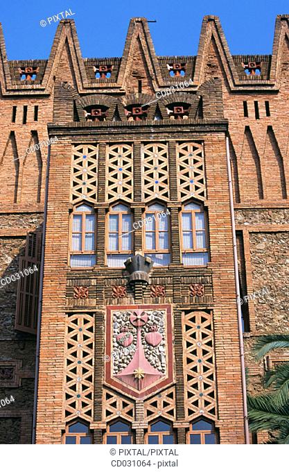 Detail of the main facade of the 'Col.legi de les Teresianes', religious school (Gaudí, 1888-1890). Barcelona. Spain