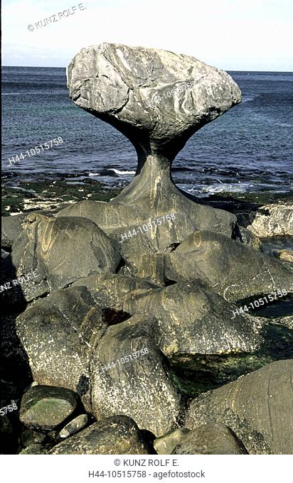 10515758, Norway, Europe, coast, cliff formation, stone, North Sea, province Sogn Og Fjordane, Vagsöy, stone