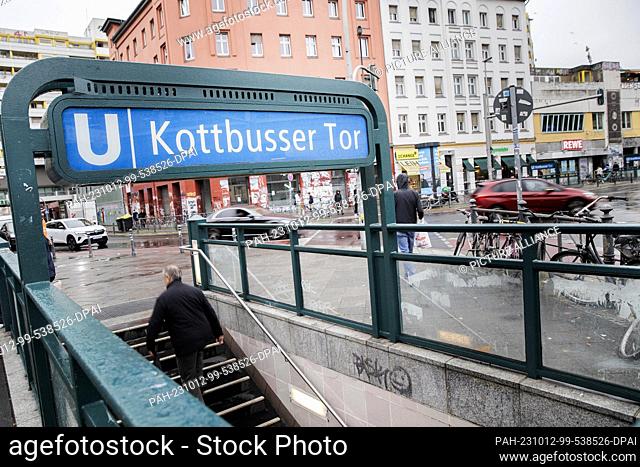 12 October 2023, Berlin: A man climbs the stairs from the subway at the Kottbusser Tor stop. (to dpa: ""Short-term cash injection should improve situation at...