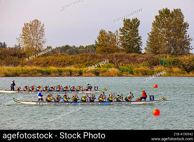Racing teams in the Richmond Dragon Boat Festival British Columbia Canada