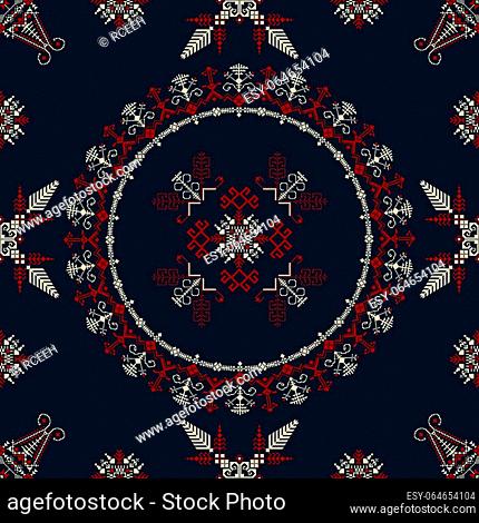 Traditional Latvian embroidery seamless pattern, vector illustration