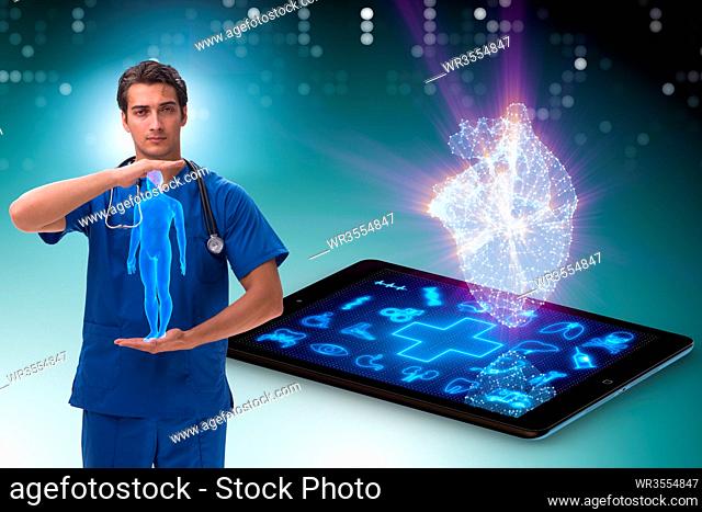 Telehealth concept with doctor doing remote check-up