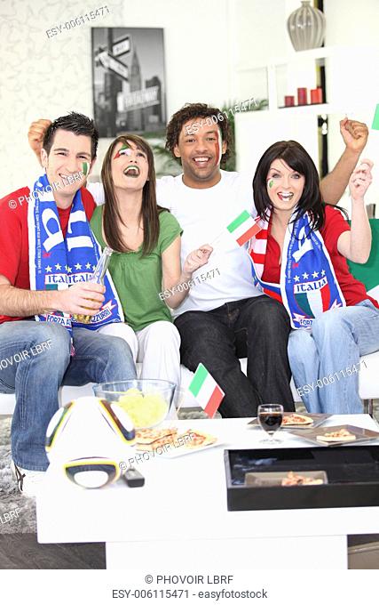Italian football fans celebrating